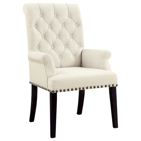 Dustin Fabric Upholstered Dining Arm Chair Beige