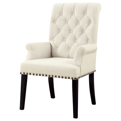 Dustin Fabric Upholstered Dining Arm Chair Beige