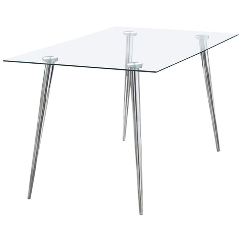 Anson Rectangular 64-inch Glass Top Dining Table ChromeChrome