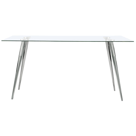 Anson Rectangular 64-inch Glass Top Dining Table ChromeChrome