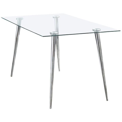 Anson Rectangular 64-inch Glass Top Dining Table ChromeChrome