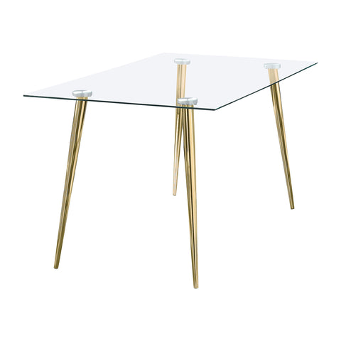 Anson Rectangular 64-inch Glass Top Dining Table GoldGold