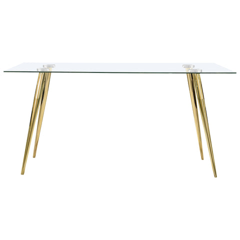 Anson Rectangular 64-inch Glass Top Dining Table GoldGold