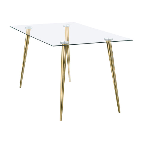Anson Rectangular 64-inch Glass Top Dining Table GoldGold