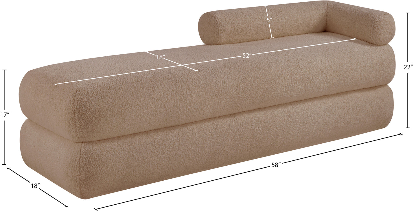 arlo beige faux shearling teddy fabric bench