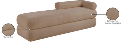 Arlo Beige Faux Shearling Teddy Fabric Bench