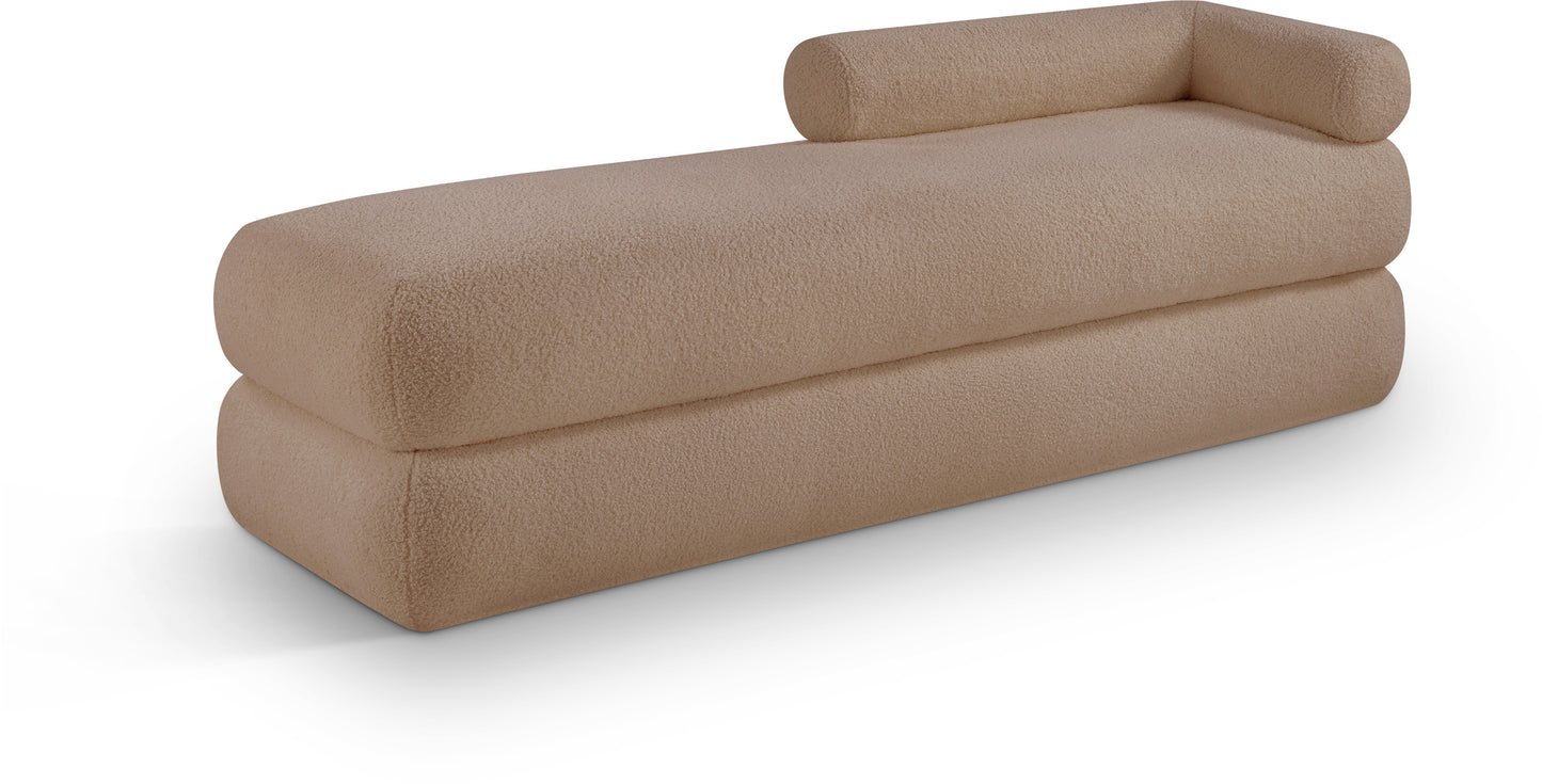 arlo beige faux shearling teddy fabric bench