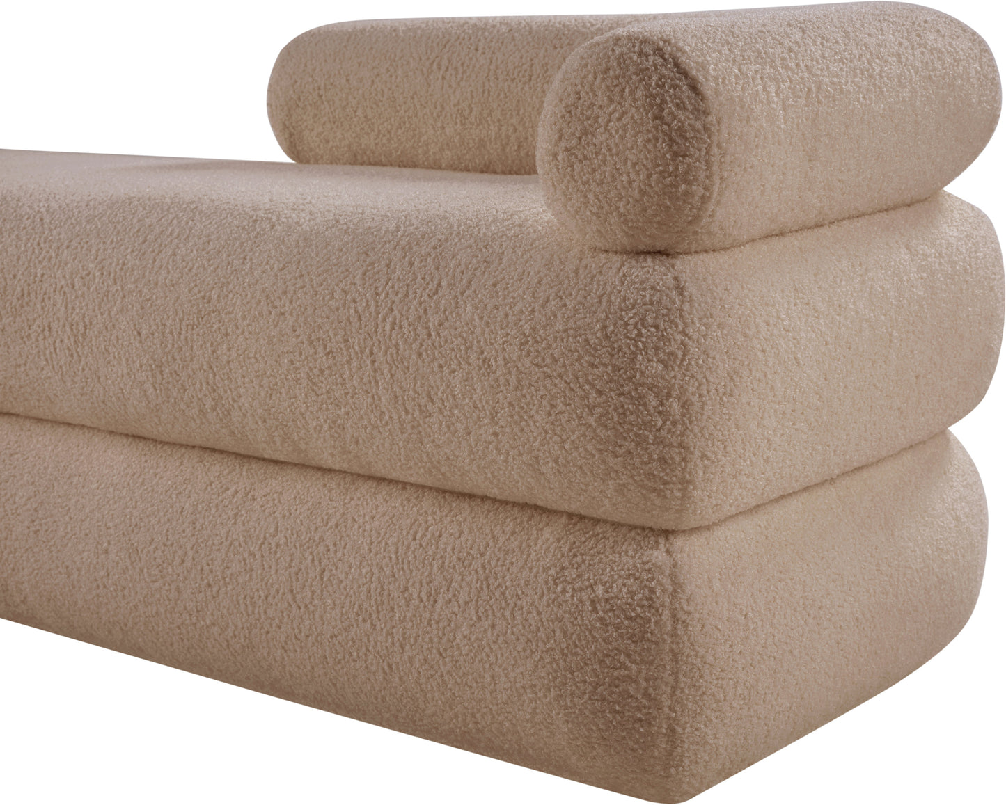 arlo beige faux shearling teddy fabric bench