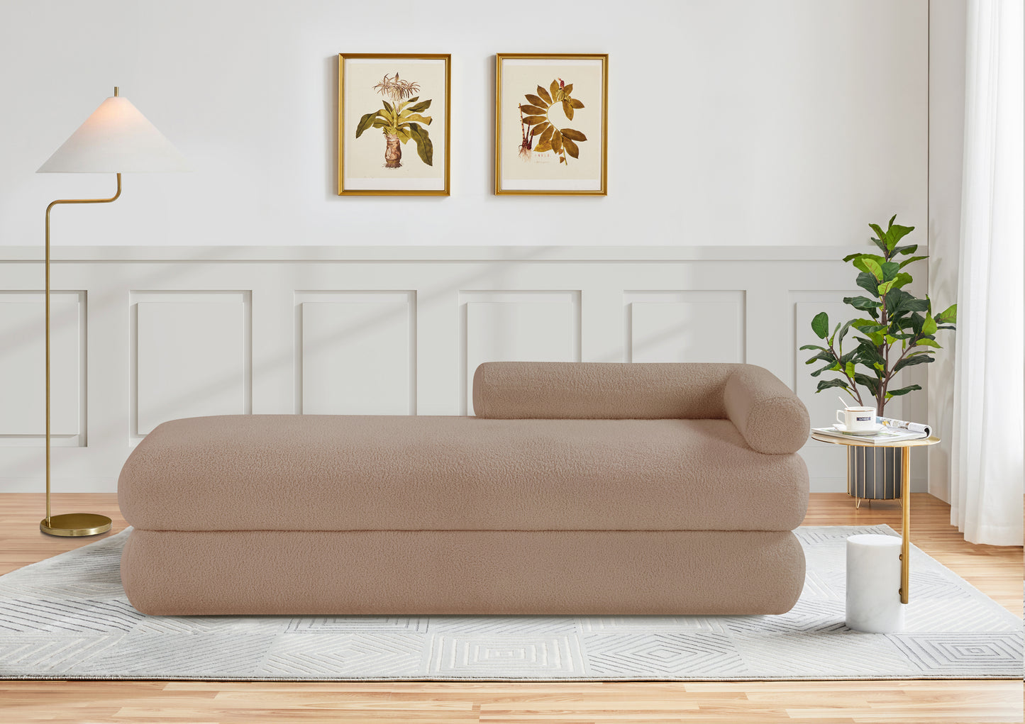 arlo beige faux shearling teddy fabric bench