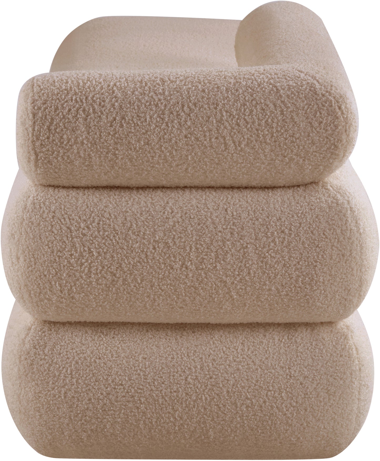 arlo beige faux shearling teddy fabric bench