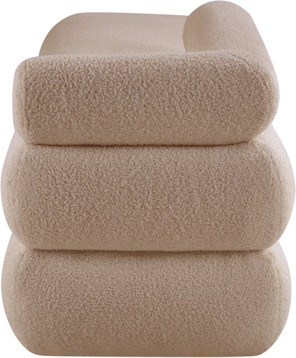 Arlo Beige Faux Shearling Teddy Fabric Bench