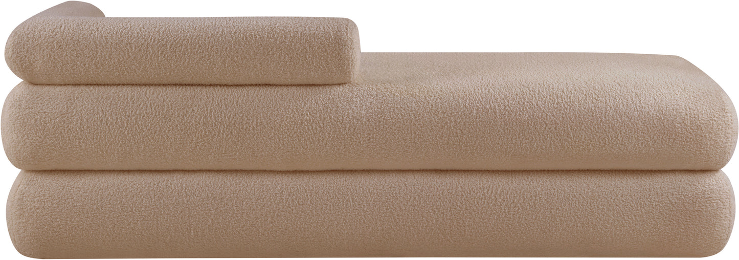 arlo beige faux shearling teddy fabric bench