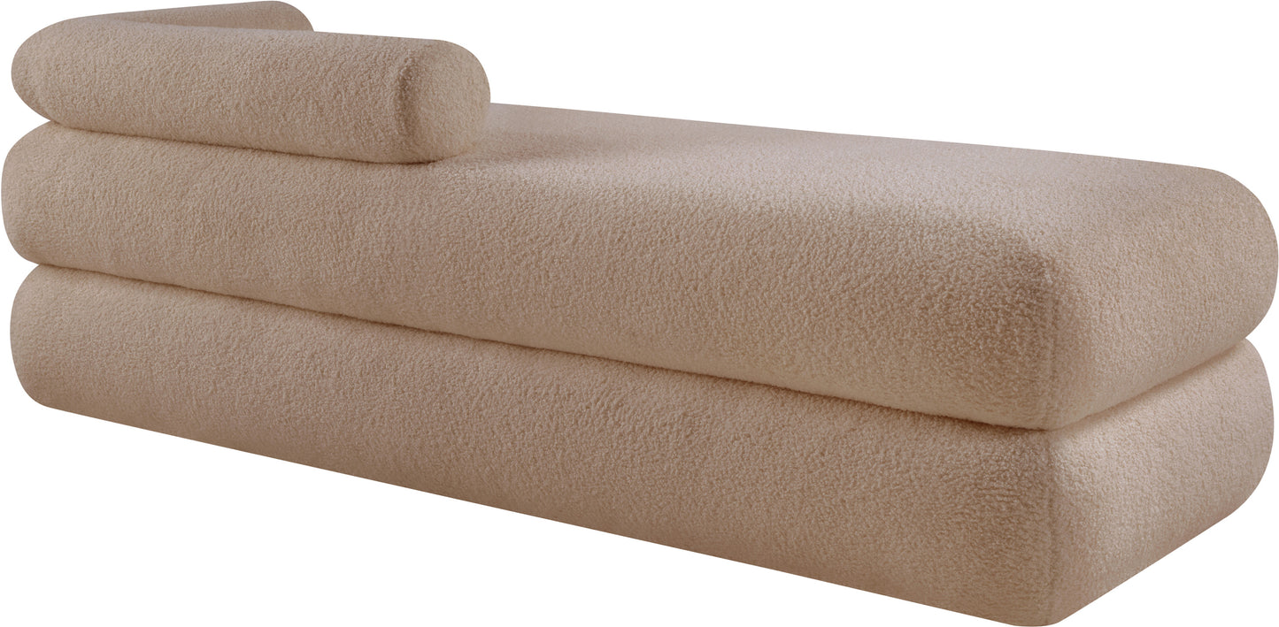 arlo beige faux shearling teddy fabric bench