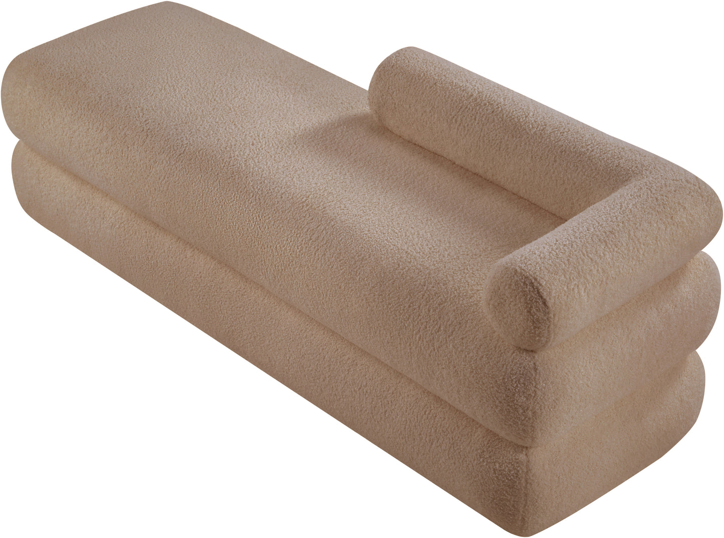 arlo beige faux shearling teddy fabric bench