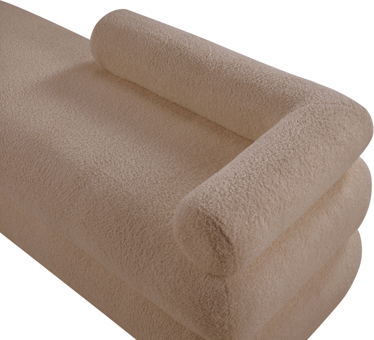 arlo beige faux shearling teddy fabric bench