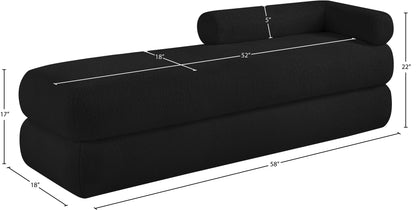 Arlo Black Faux Shearling Teddy Fabric Bench