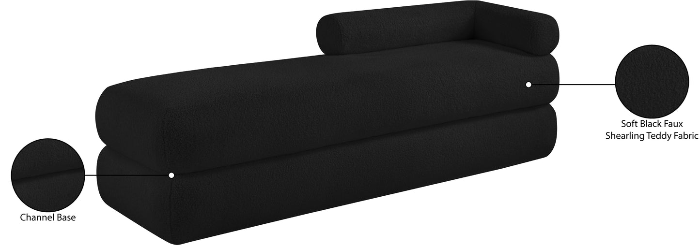 arlo black faux shearling teddy fabric bench