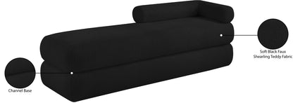 Arlo Black Faux Shearling Teddy Fabric Bench