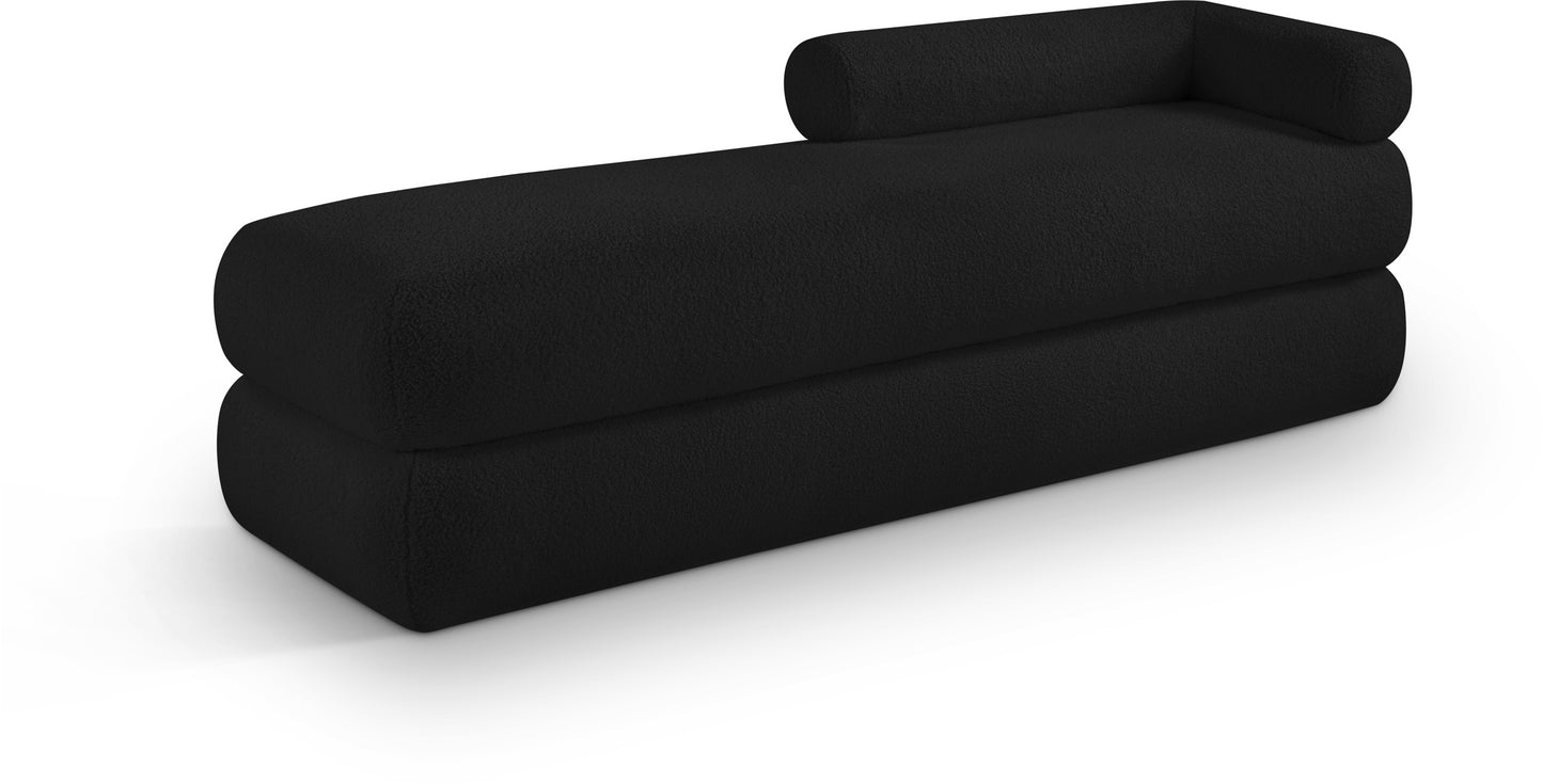 arlo black faux shearling teddy fabric bench