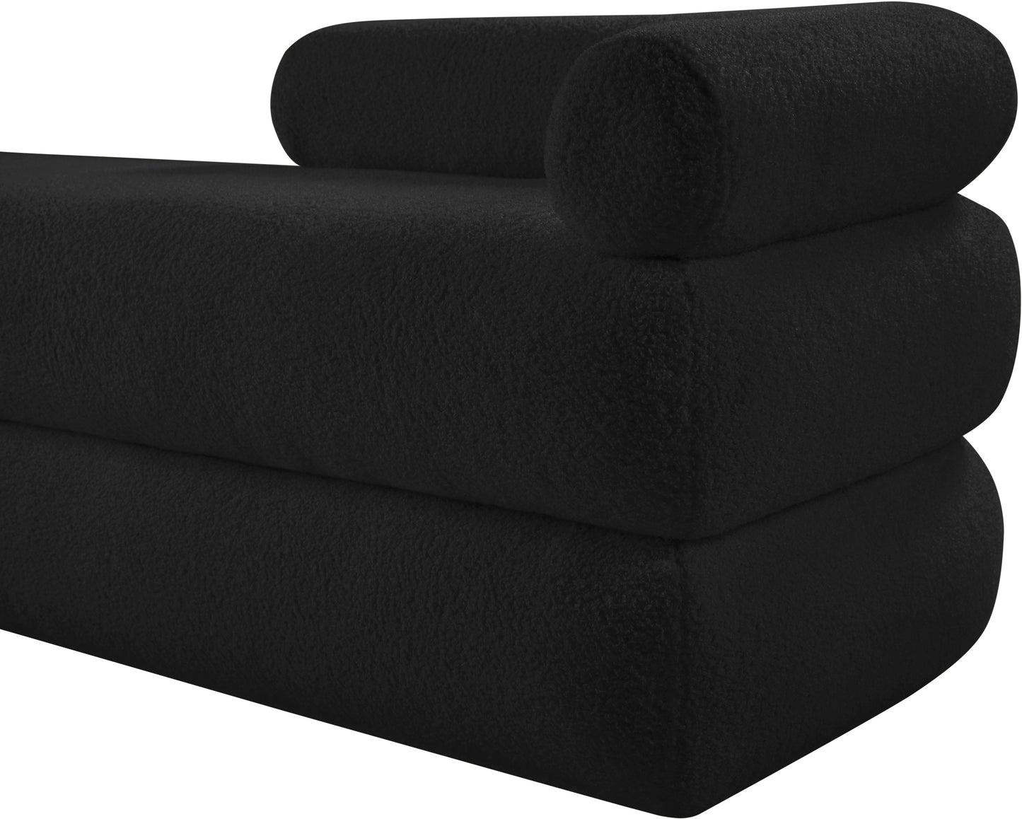 arlo black faux shearling teddy fabric bench