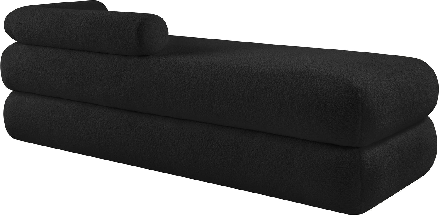 arlo black faux shearling teddy fabric bench