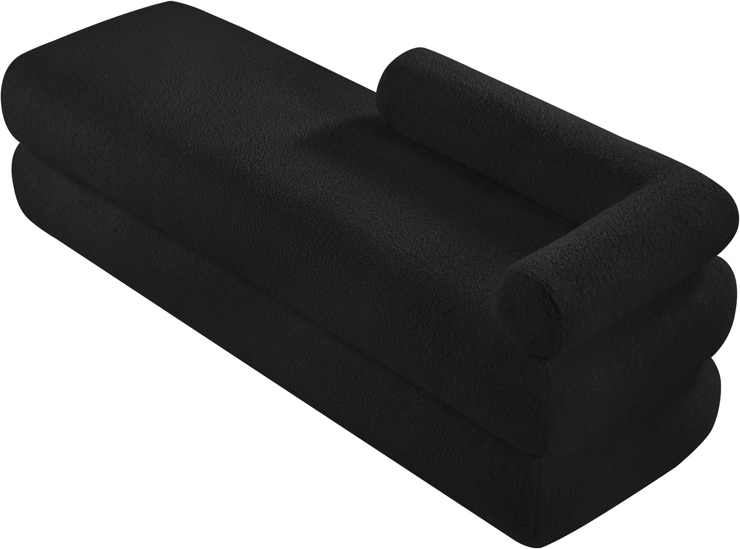 arlo black faux shearling teddy fabric bench