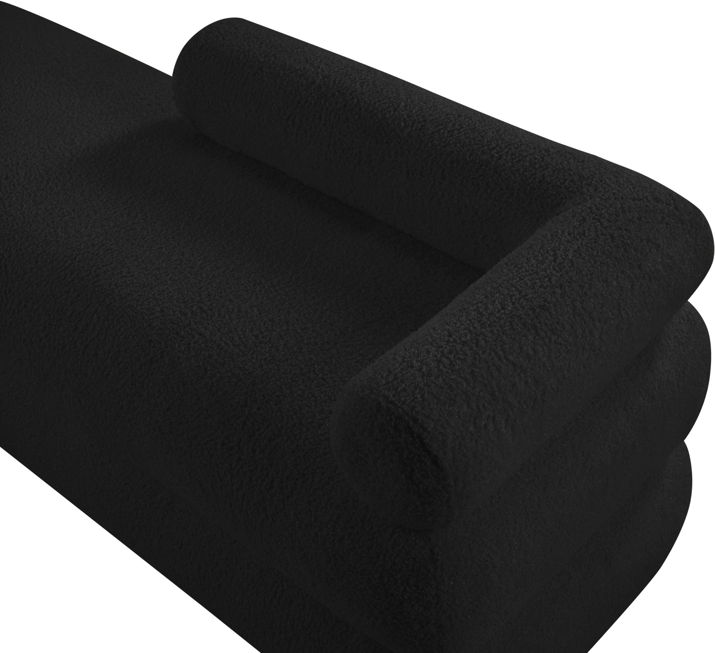 arlo black faux shearling teddy fabric bench