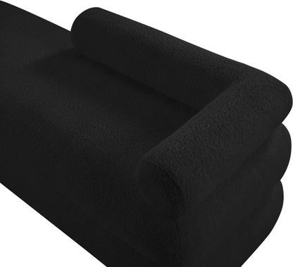 Arlo Black Faux Shearling Teddy Fabric Bench