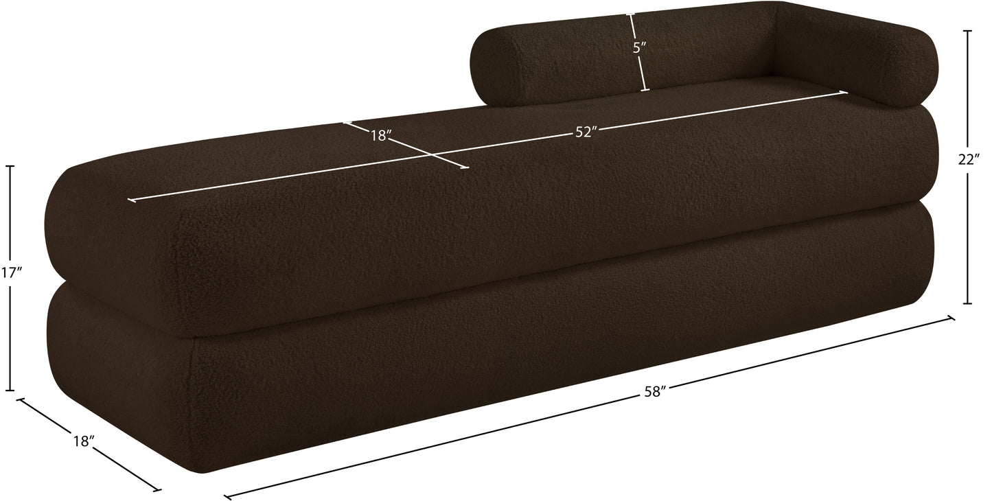 arlo brown faux shearling teddy fabric bench