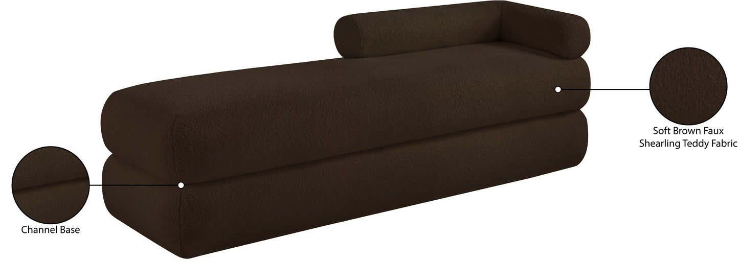 arlo brown faux shearling teddy fabric bench