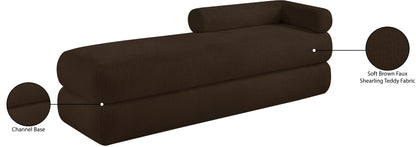 Arlo Brown Faux Shearling Teddy Fabric Bench