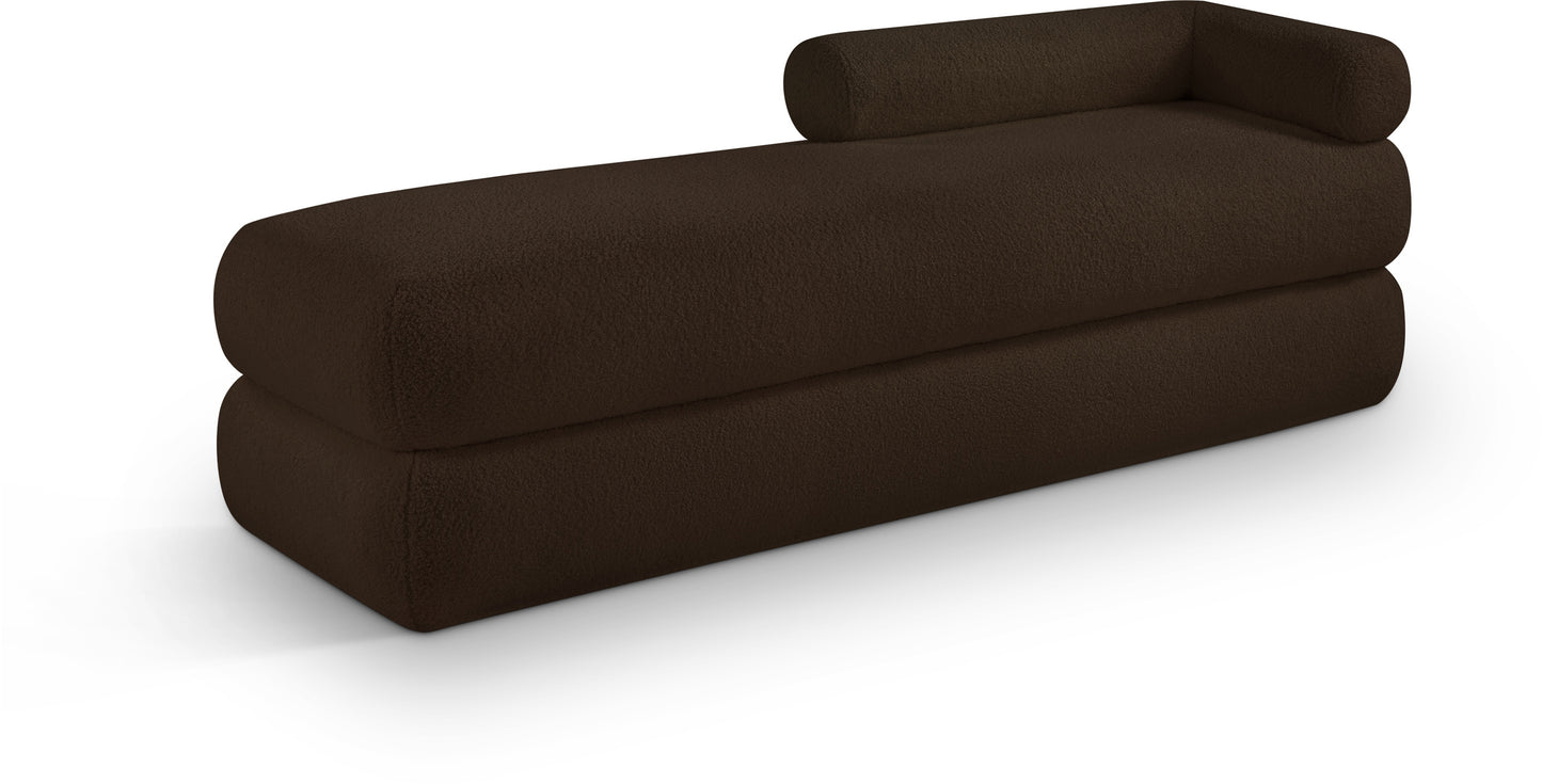 arlo brown faux shearling teddy fabric bench