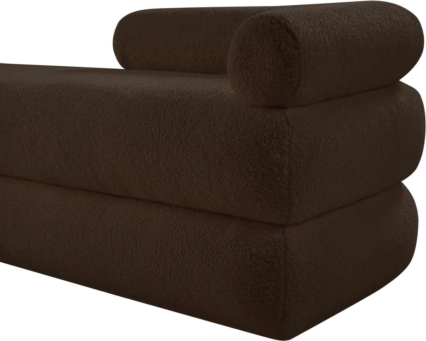 arlo brown faux shearling teddy fabric bench