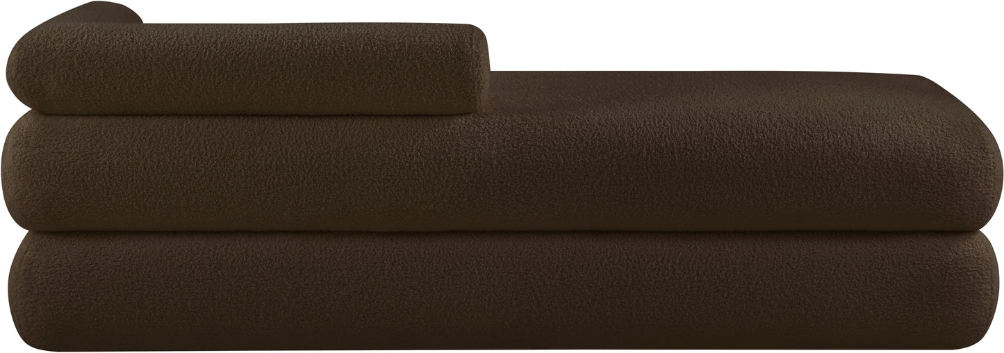 arlo brown faux shearling teddy fabric bench