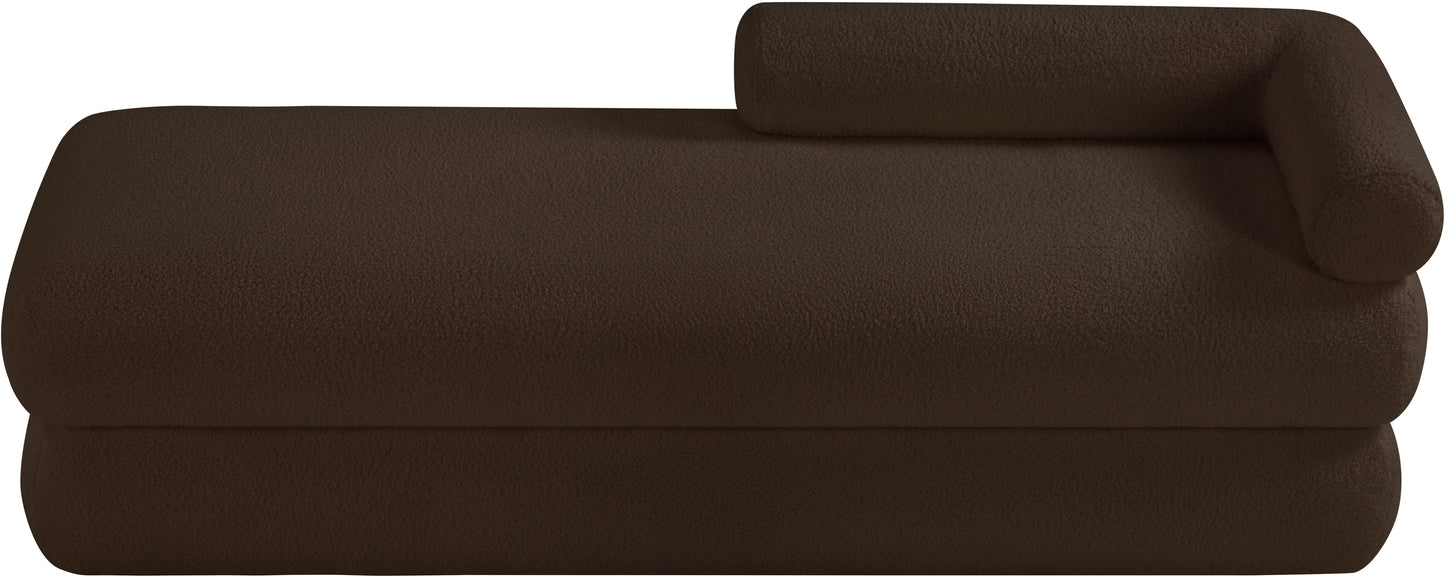 arlo brown faux shearling teddy fabric bench