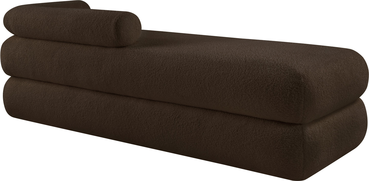 arlo brown faux shearling teddy fabric bench