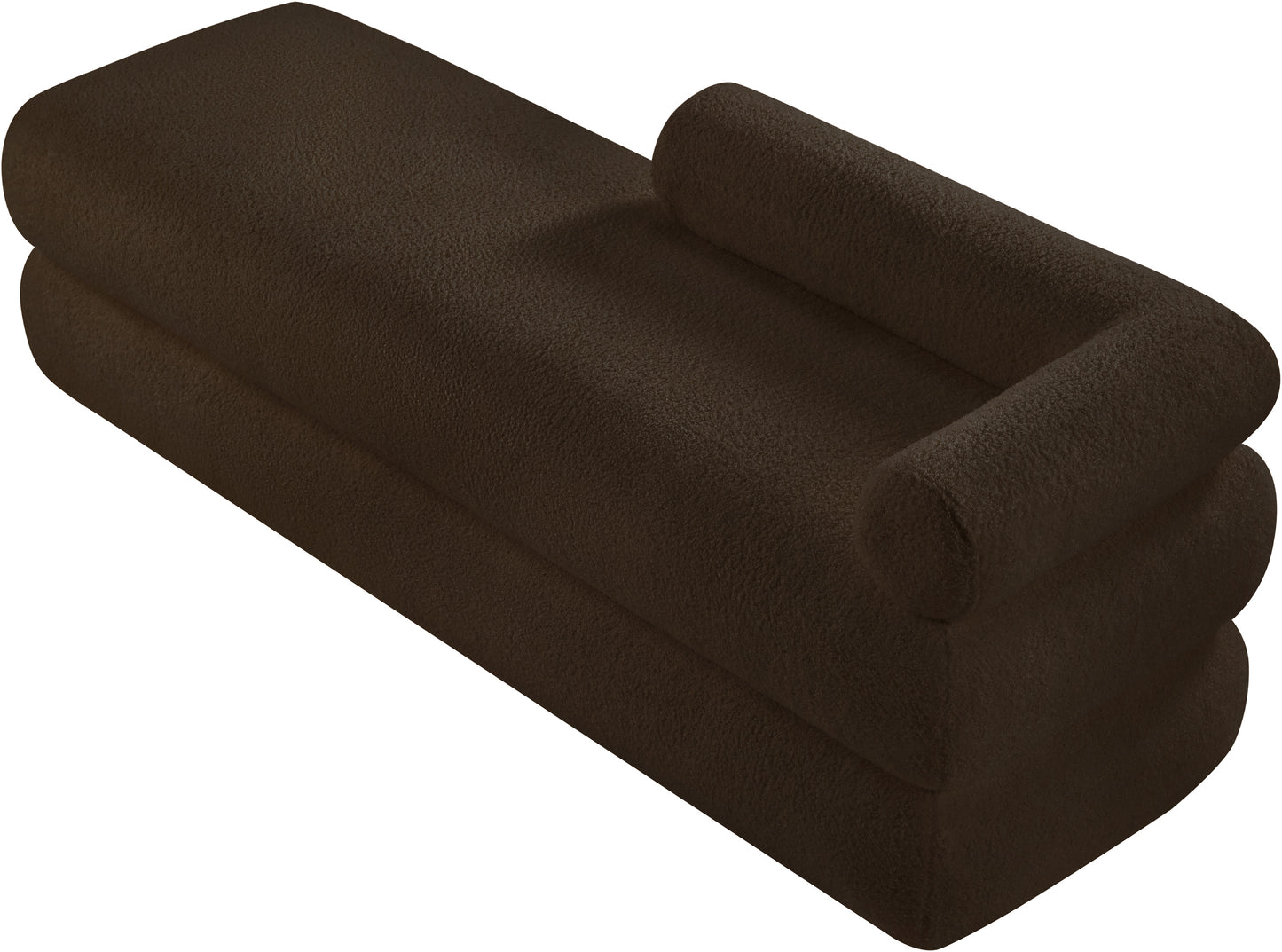 arlo brown faux shearling teddy fabric bench