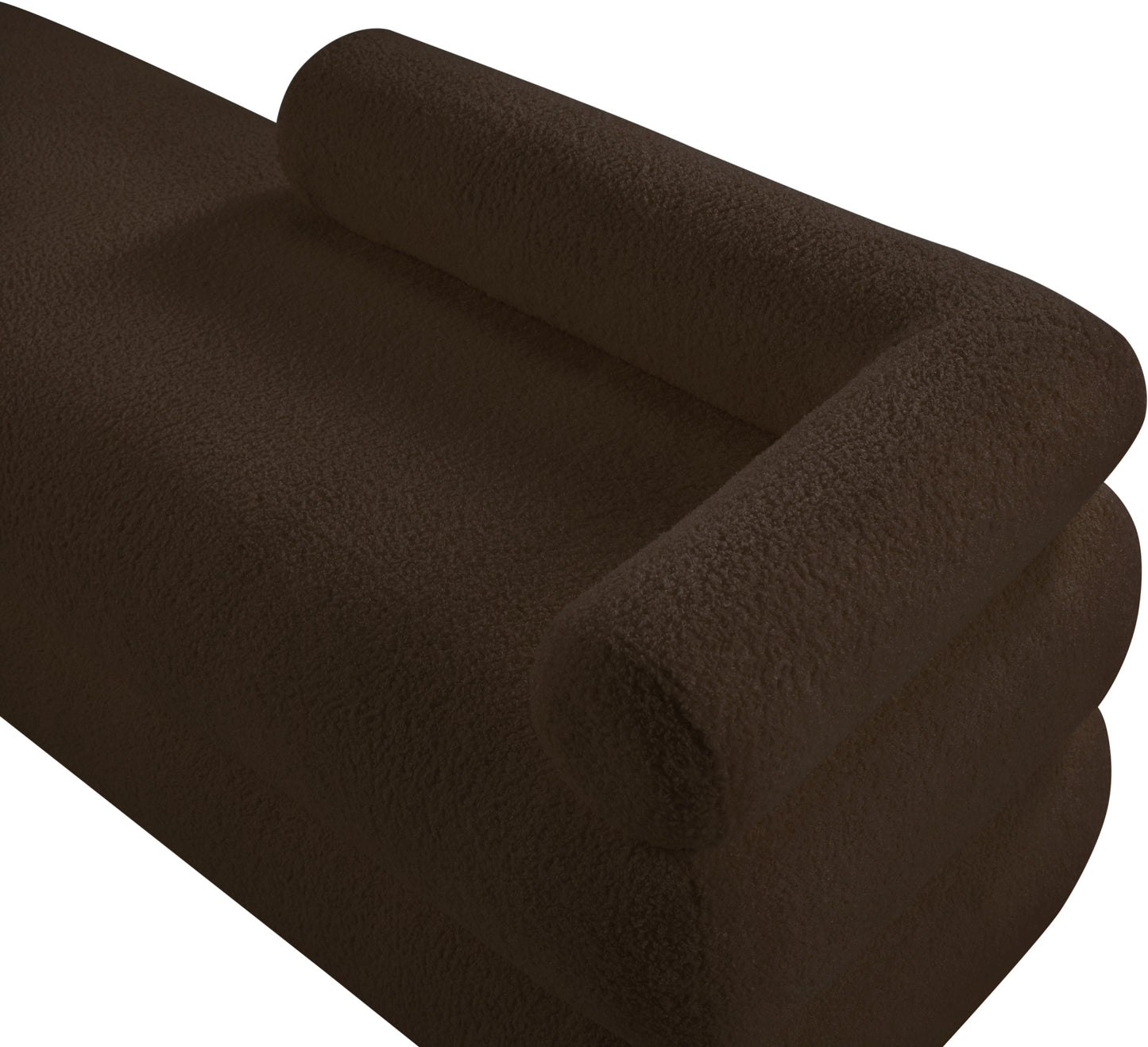 arlo brown faux shearling teddy fabric bench