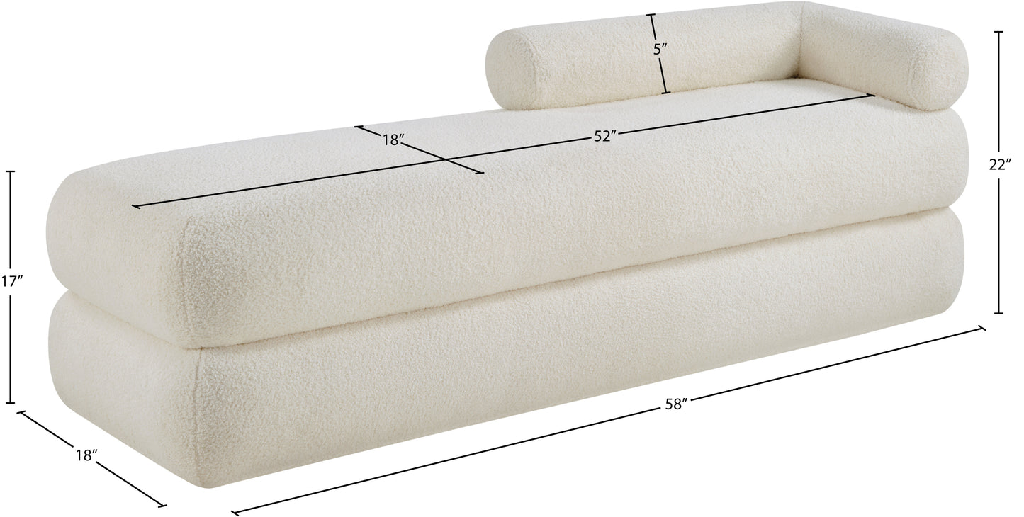 arlo cream faux shearling teddy fabric bench