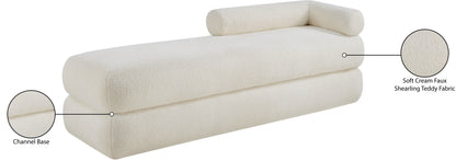 Arlo Cream Faux Shearling Teddy Fabric Bench