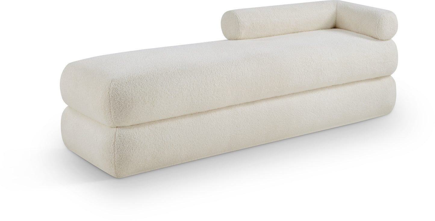 arlo cream faux shearling teddy fabric bench