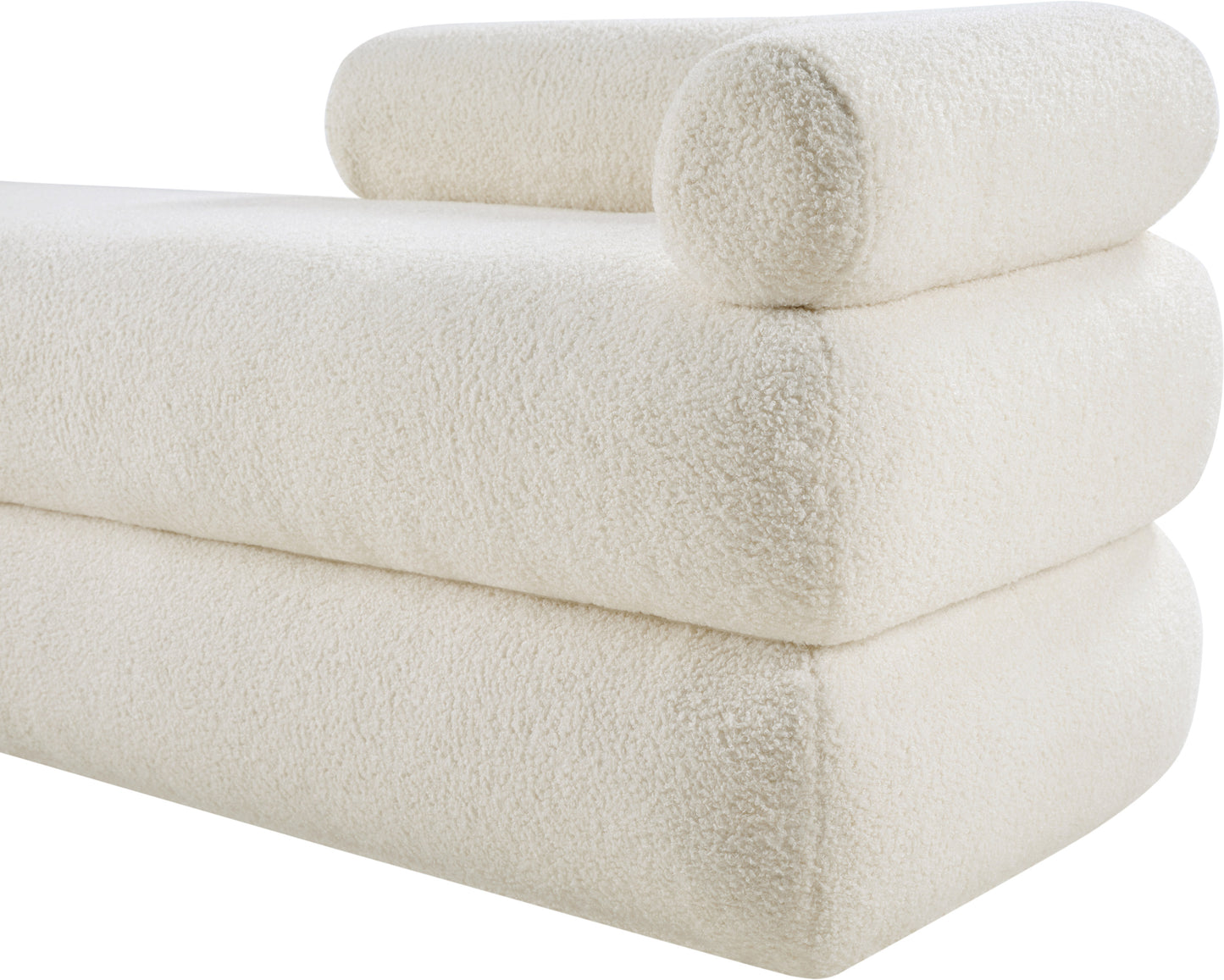 arlo cream faux shearling teddy fabric bench