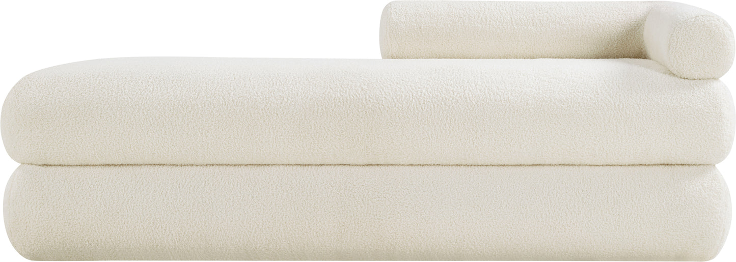 arlo cream faux shearling teddy fabric bench