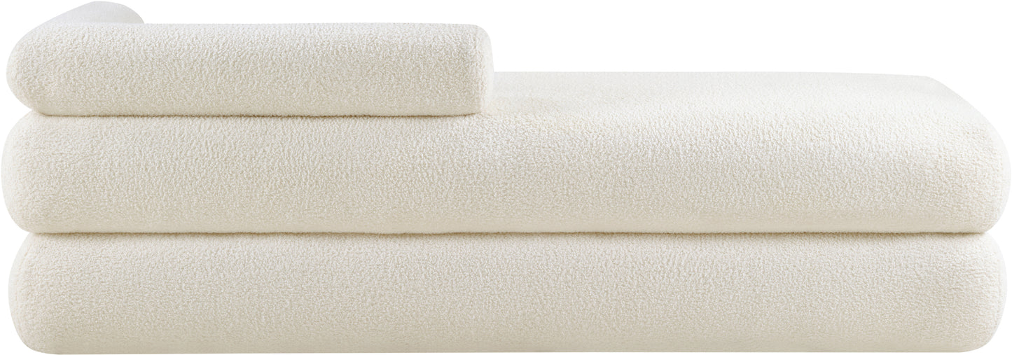 arlo cream faux shearling teddy fabric bench