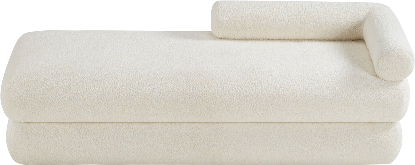 arlo cream faux shearling teddy fabric bench