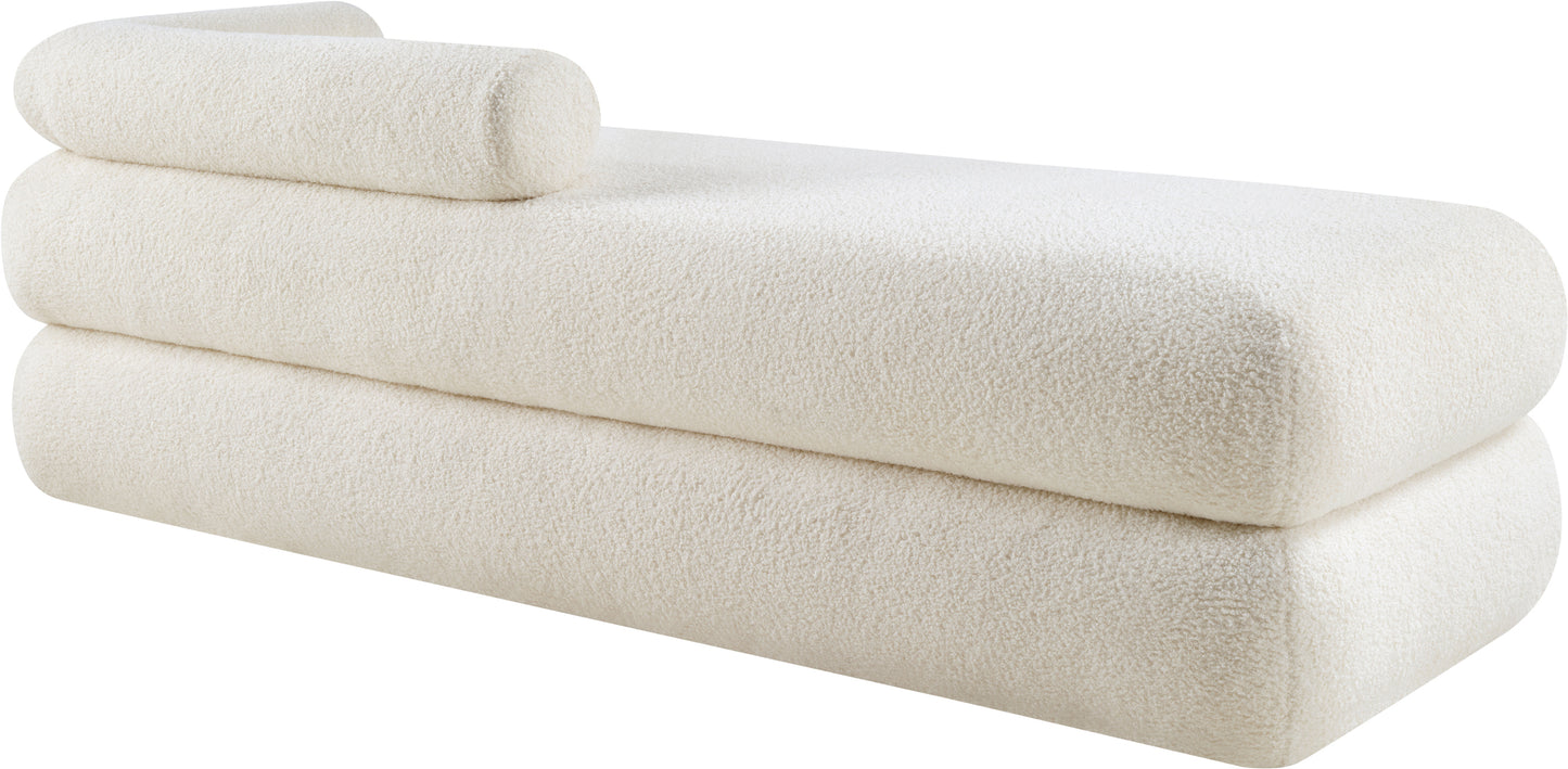 arlo cream faux shearling teddy fabric bench