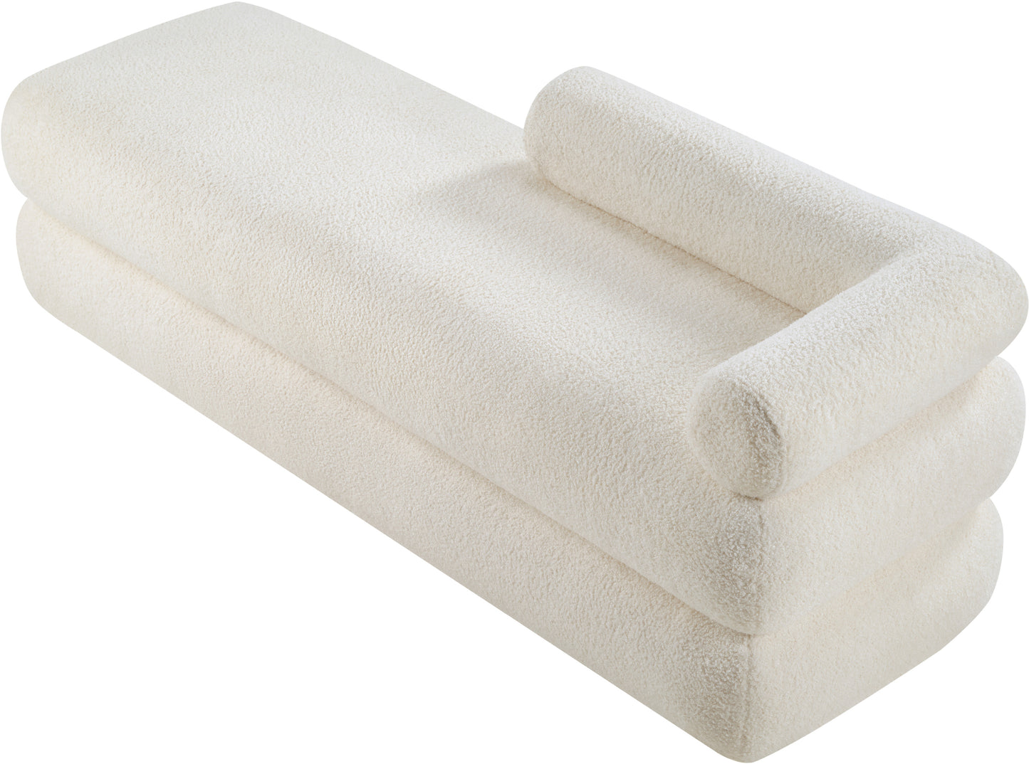 arlo cream faux shearling teddy fabric bench