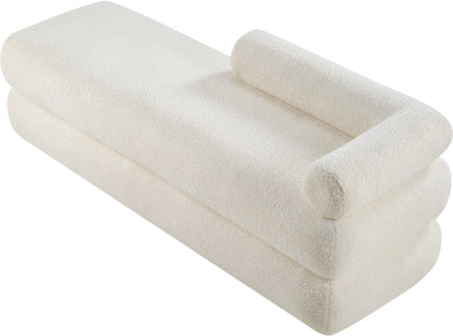 Arlo Cream Faux Shearling Teddy Fabric Bench