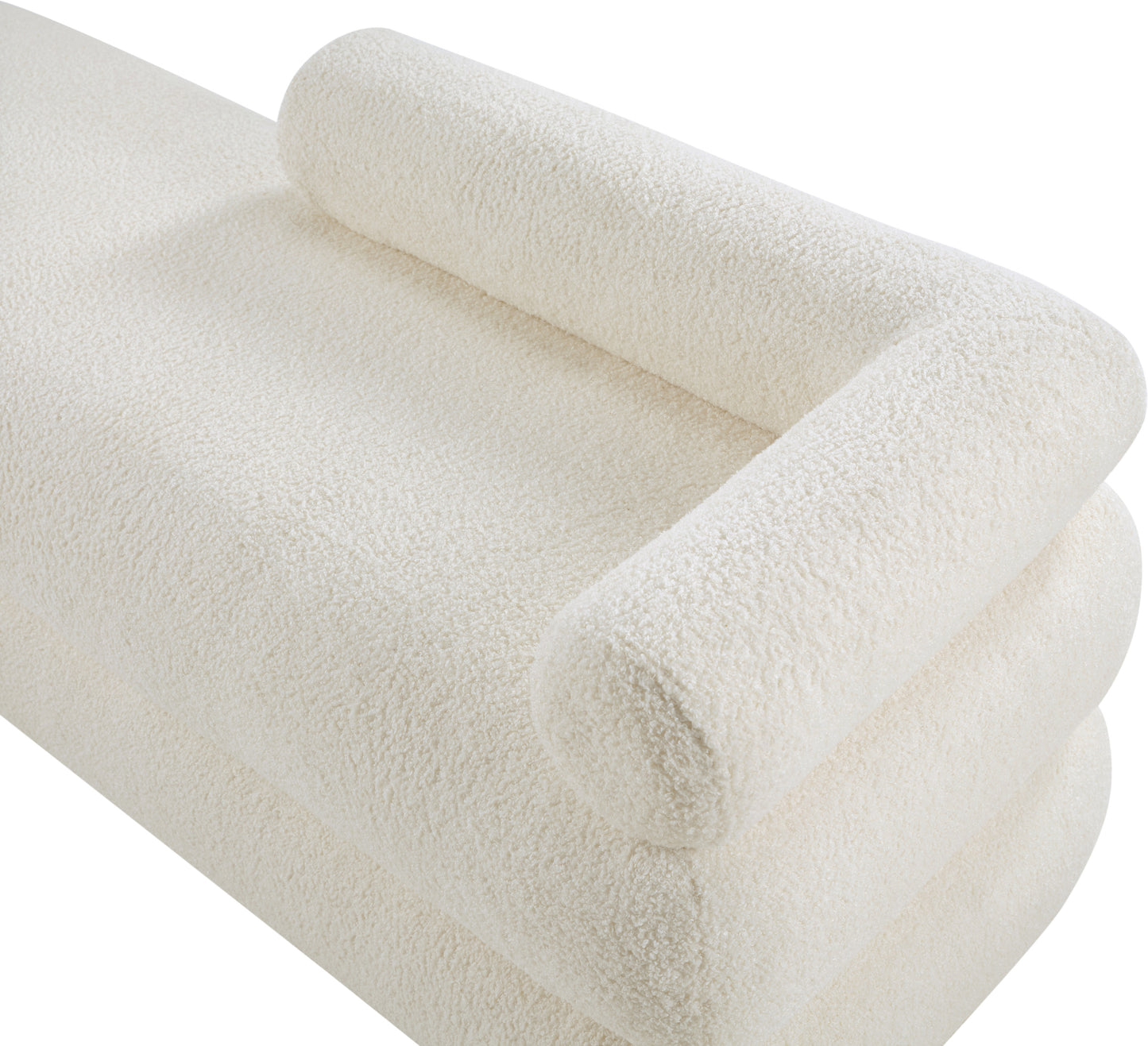 arlo cream faux shearling teddy fabric bench