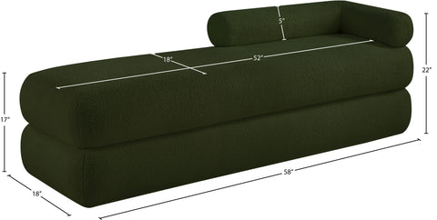 Arlo Green Faux Shearling Teddy Fabric Bench